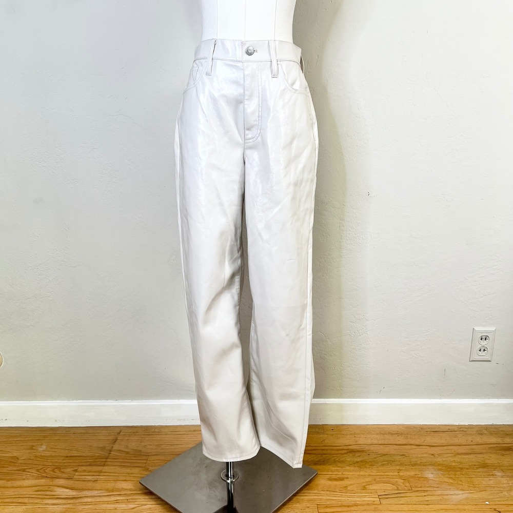 Madewell‎ Pants The Perfect Vintage Straight Faux Leather Size 26 Ivory Cream
